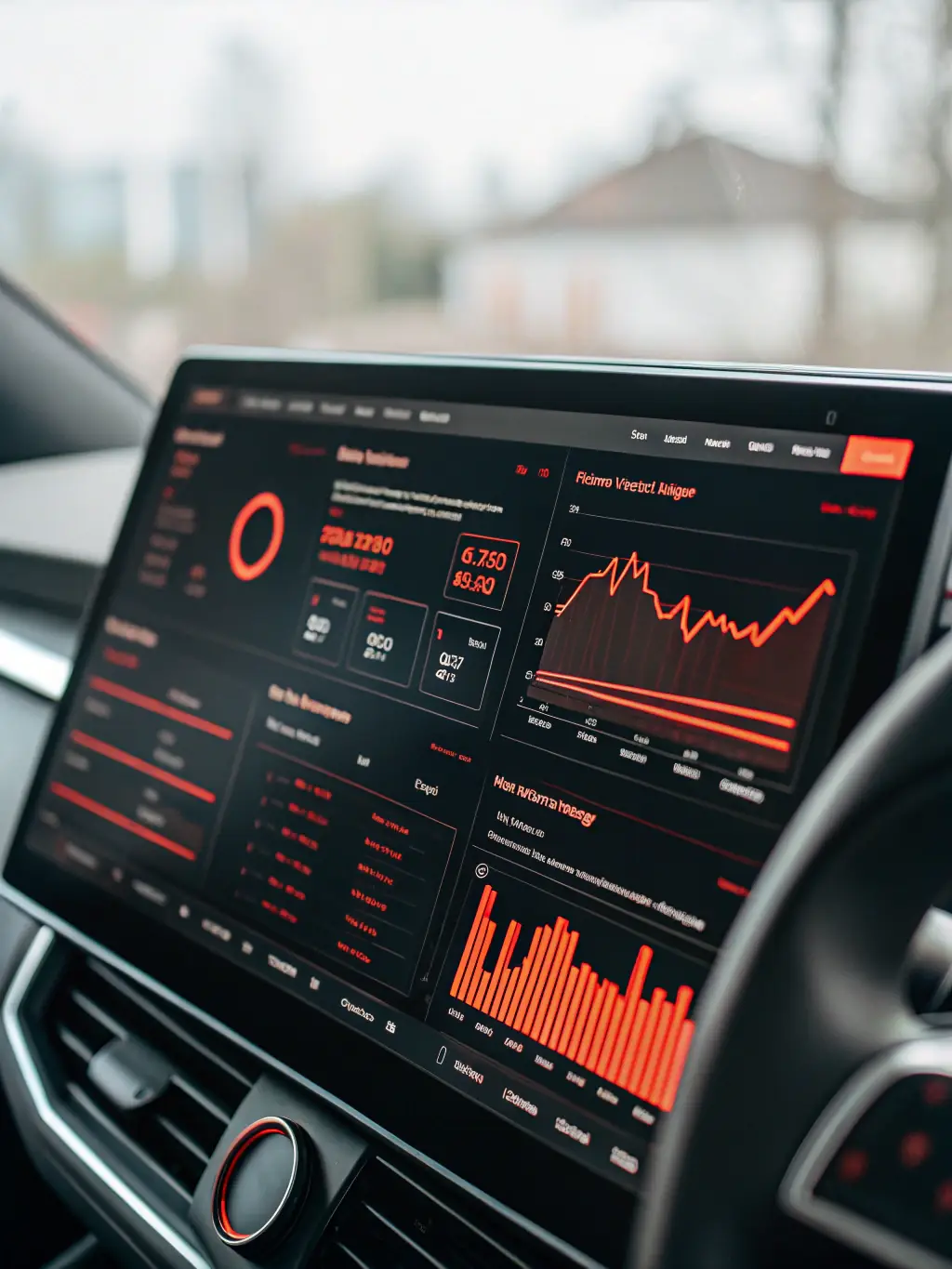 A digital dashboard displaying real-time market data with interactive charts and graphs, representing Trade View's advanced analytics tools.